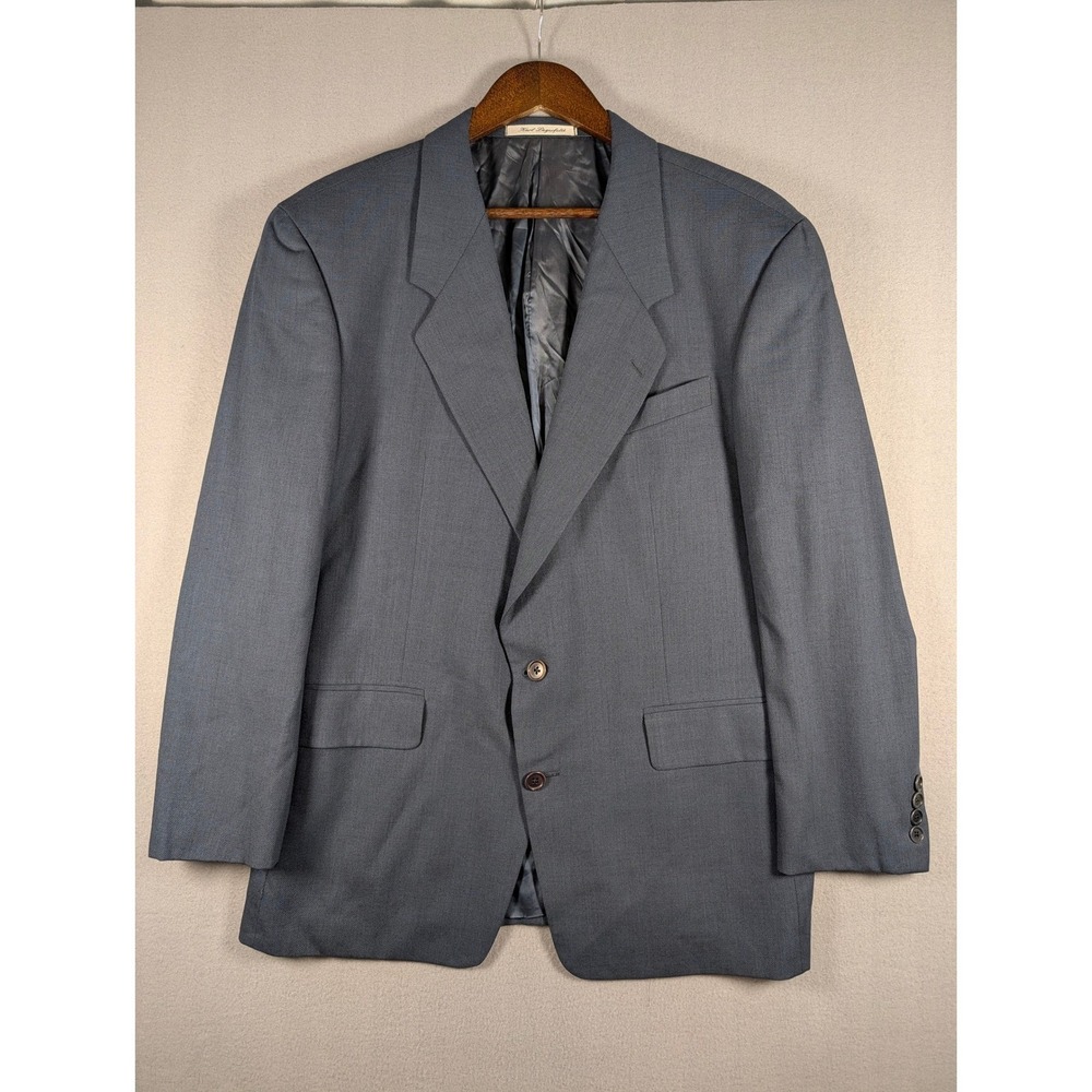 Karl Lagerfeld Paris Mens Grey Blue Wool 2 Button Blazer Sport Coat 42 SHORT